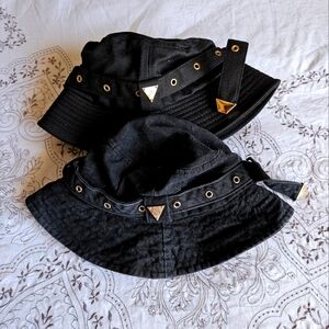 Black Bucket Hat with Gold Accents